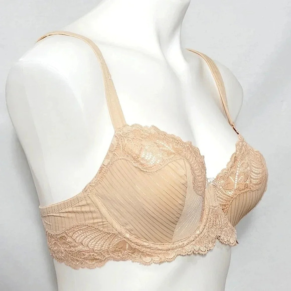 32DD Paramour 115353 Stripe Delight UW Bra Fawn Nude NWT - Picture 2 of 14